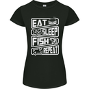 Eat Sleep Fish Funny Fishing Fisherman Womens Petite Cut T-Shirt Black