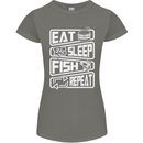 Eat Sleep Fish Funny Fishing Fisherman Womens Petite Cut T-Shirt Charcoal