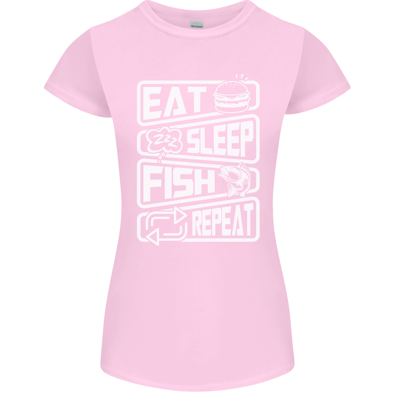 Eat Sleep Fish Funny Fishing Fisherman Womens Petite Cut T-Shirt Light Pink