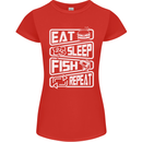 Eat Sleep Fish Funny Fishing Fisherman Womens Petite Cut T-Shirt Red