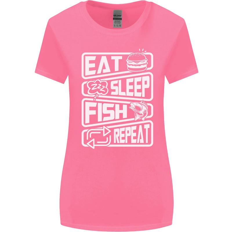 Eat Sleep Fish Funny Fishing Fisherman Womens Wider Cut T-Shirt Azalea