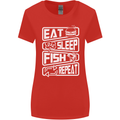 Eat Sleep Fish Funny Fishing Fisherman Womens Wider Cut T-Shirt Red