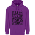 Eat Sleep Fish Repeat Funny Fishing Childrens Kids Hoodie Purple