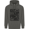 Eat Sleep Fish Repeat Funny Fishing Childrens Kids Hoodie Storm Grey