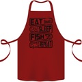 Eat Sleep Fish Repeat Funny Fishing Cotton Apron 100% Organic Maroon