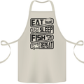 Eat Sleep Fish Repeat Funny Fishing Cotton Apron 100% Organic Natural