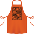 Eat Sleep Fish Repeat Funny Fishing Cotton Apron 100% Organic Orange