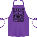 Eat Sleep Fish Repeat Funny Fishing Cotton Apron 100% Organic Purple