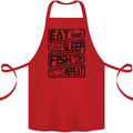 Eat Sleep Fish Repeat Funny Fishing Cotton Apron 100% Organic Red