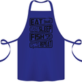 Eat Sleep Fish Repeat Funny Fishing Cotton Apron 100% Organic Royal Blue