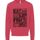 Eat Sleep Fish Repeat Funny Fishing Kids Sweatshirt Jumper Heliconia