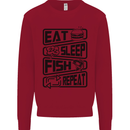 Eat Sleep Fish Repeat Funny Fishing Kids Sweatshirt Jumper Red