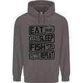 Eat Sleep Fish Repeat Funny Fishing Mens 80% Cotton Hoodie Charcoal