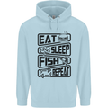 Eat Sleep Fish Repeat Funny Fishing Mens 80% Cotton Hoodie Light Blue