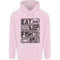 Eat Sleep Fish Repeat Funny Fishing Mens 80% Cotton Hoodie Light Pink