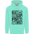 Eat Sleep Fish Repeat Funny Fishing Mens 80% Cotton Hoodie Peppermint