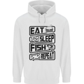 Eat Sleep Fish Repeat Funny Fishing Mens 80% Cotton Hoodie White