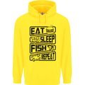 Eat Sleep Fish Repeat Funny Fishing Mens 80% Cotton Hoodie Yellow