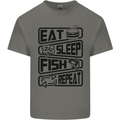 Eat Sleep Fish Repeat Funny Fishing Mens Cotton T-Shirt Tee Top Charcoal