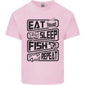 Eat Sleep Fish Repeat Funny Fishing Mens Cotton T-Shirt Tee Top Light Pink