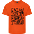 Eat Sleep Fish Repeat Funny Fishing Mens Cotton T-Shirt Tee Top Orange