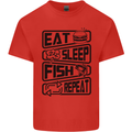 Eat Sleep Fish Repeat Funny Fishing Mens Cotton T-Shirt Tee Top Red