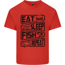 Eat Sleep Fish Repeat Funny Fishing Mens Cotton T-Shirt Tee Top Red