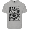 Eat Sleep Fish Repeat Funny Fishing Mens Cotton T-Shirt Tee Top Sports Grey