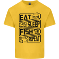 Eat Sleep Fish Repeat Funny Fishing Mens Cotton T-Shirt Tee Top Yellow