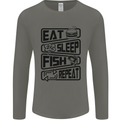 Eat Sleep Fish Repeat Funny Fishing Mens Long Sleeve T-Shirt Charcoal