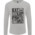 Eat Sleep Fish Repeat Funny Fishing Mens Long Sleeve T-Shirt Sports Grey