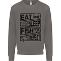 Eat Sleep Fish Repeat Funny Fishing Mens Sweatshirt Jumper Charcoal
