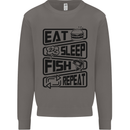 Eat Sleep Fish Repeat Funny Fishing Mens Sweatshirt Jumper Charcoal