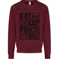 Eat Sleep Fish Repeat Funny Fishing Mens Sweatshirt Jumper Maroon