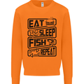 Eat Sleep Fish Repeat Funny Fishing Mens Sweatshirt Jumper Orange