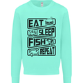 Eat Sleep Fish Repeat Funny Fishing Mens Sweatshirt Jumper Peppermint