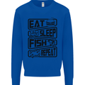 Eat Sleep Fish Repeat Funny Fishing Mens Sweatshirt Jumper Royal Blue