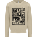Eat Sleep Fish Repeat Funny Fishing Mens Sweatshirt Jumper Sand