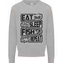 Eat Sleep Fish Repeat Funny Fishing Mens Sweatshirt Jumper Sports Grey