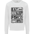 Eat Sleep Fish Repeat Funny Fishing Mens Sweatshirt Jumper White