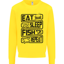 Eat Sleep Fish Repeat Funny Fishing Mens Sweatshirt Jumper Yellow