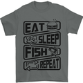 Eat Sleep Fish Repeat Funny Fishing Mens T-Shirt Cotton Gildan Charcoal