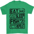 Eat Sleep Fish Repeat Funny Fishing Mens T-Shirt Cotton Gildan Irish Green