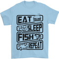 Eat Sleep Fish Repeat Funny Fishing Mens T-Shirt Cotton Gildan Light Blue