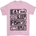 Eat Sleep Fish Repeat Funny Fishing Mens T-Shirt Cotton Gildan Light Pink
