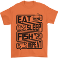 Eat Sleep Fish Repeat Funny Fishing Mens T-Shirt Cotton Gildan Orange