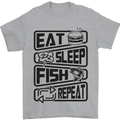 Eat Sleep Fish Repeat Funny Fishing Mens T-Shirt Cotton Gildan Sports Grey