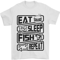 Eat Sleep Fish Repeat Funny Fishing Mens T-Shirt Cotton Gildan White