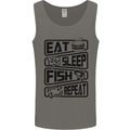 Eat Sleep Fish Repeat Funny Fishing Mens Vest Tank Top Charcoal