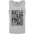 Eat Sleep Fish Repeat Funny Fishing Mens Vest Tank Top Sports Grey